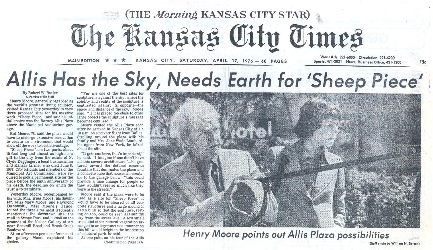 The first of two images of a story in The Kansas City Times published April 17, 1976.